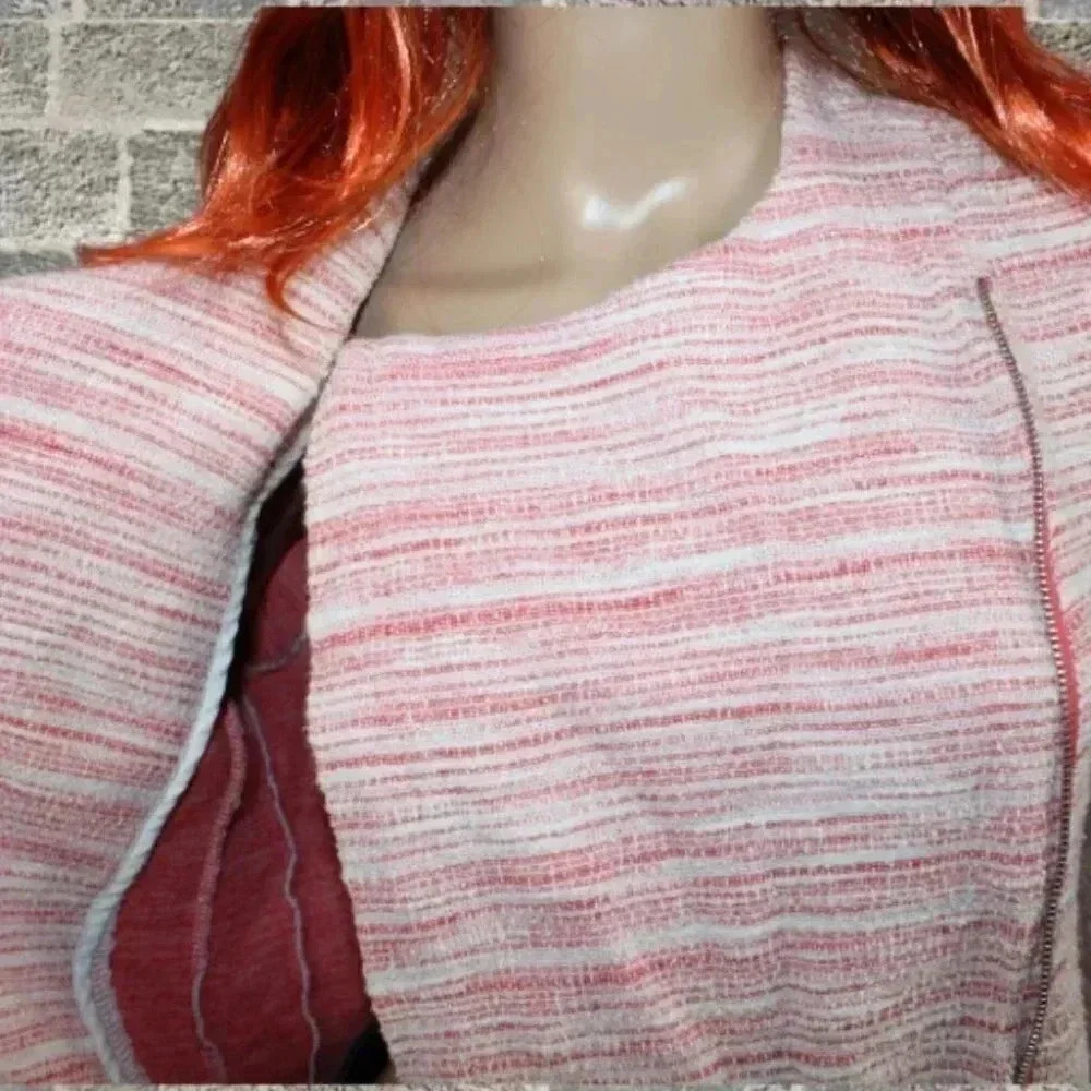Atmosphere Pink Button Zip Sweater Jacket Size 2 - Picture 4 of 8